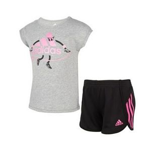 VGUC adidas Little Girls 2pc Tee & Short Set